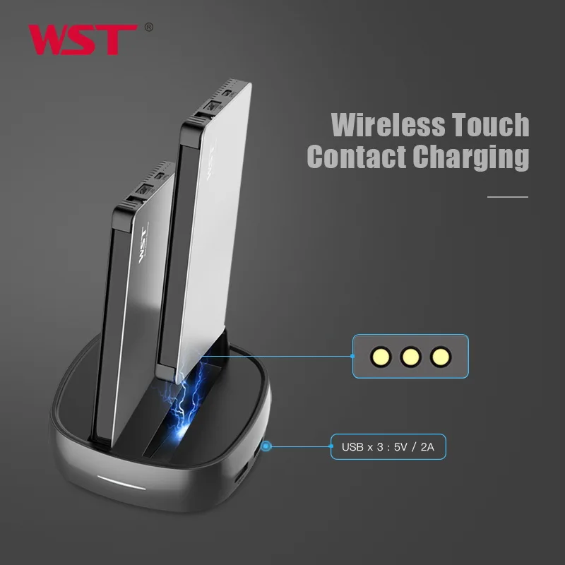  WST Power Bank Station 8000mAh batería externa tipo C de carga rápida Cable incorporado diseño de n