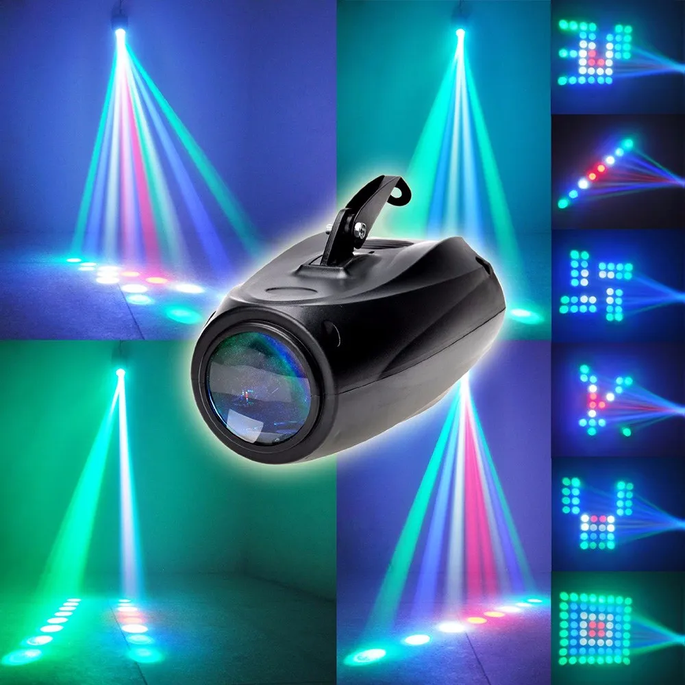 AC 90 240V 10W 64 LEDs RGBW Pattern Mini Laser Stage Light Auto Voice