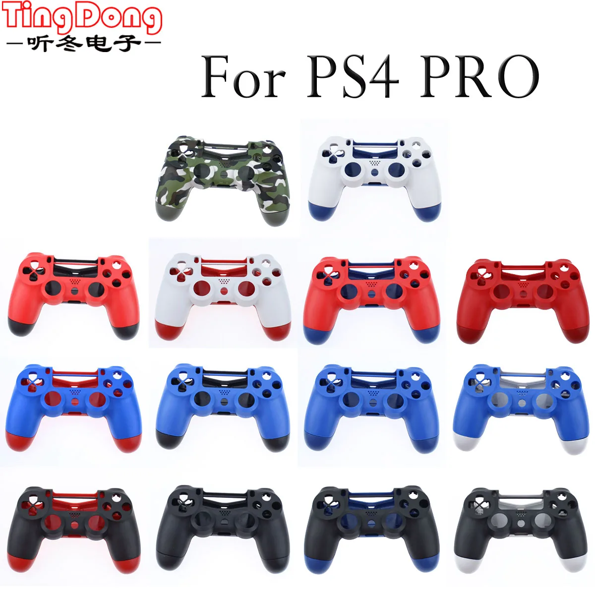 

Ting Dong Plastic Matte Black Blue Red Housing Shell Case for Sony PS4 Pro Wireless Controller Front Back Case