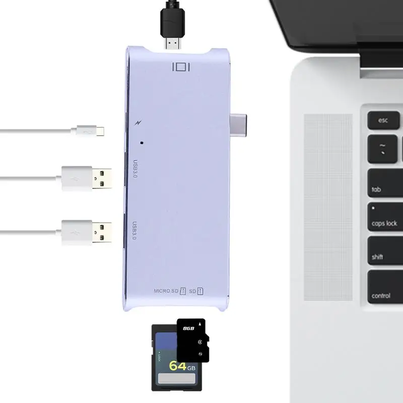 Usb-с 3.1 до 2 USB 3.0 HUB + SD/TF Card Reader с 4 К HDMI Порты и разъёмы + PD зарядки Порты и разъёмы Многофункциональный Card Reader Алюминий сплав