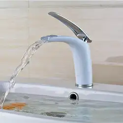 Новые поступления Ванная комната кран горячей и холодной белый кран Водопад кран раковина кран Одной ручкой водопроводной воды