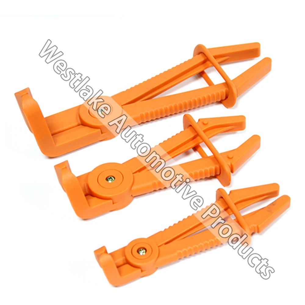 

L Type Brake Fuel Line Flexible Hose Clamp Set 3pc Nylon Material