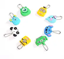 High quality Kawaii Cartoon Animal Silicone Key Caps Covers Keys Keychain Case Shell Novelty Item KCS