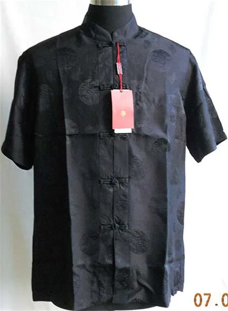 100% шелковая рубашка китайской традиции для мужчин шелковый Кунг Фу Топ S до XXXL YF1161