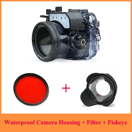 Seafrogs 60m/195ft Underwater Camera Housing Case Waterproof Camera Bag For Sony RX100/RX100 II/RX100 III/RX100 IV/RX100 V M2 M3 - Цвет: case filter Fisheye