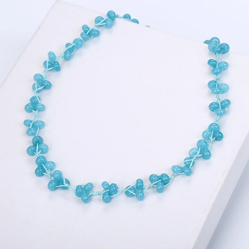 Yumten Aquamarine плетеное ожерелье из натурального камня с кристаллами Женские