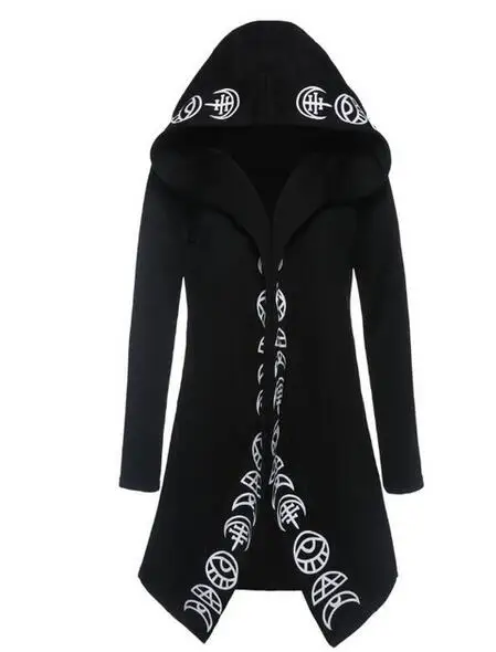 2018 Fall Gothic Casual Cool Chic Black Plus Size Women Sweatshirts Loose Cotton Hooded Plain Print Female Punk Hoodies 2