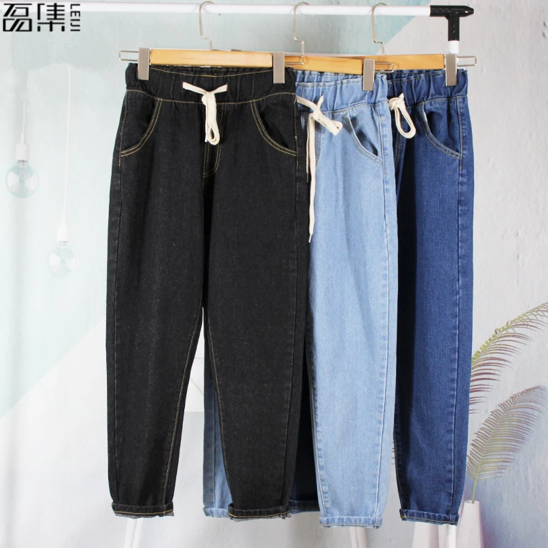 Harem jeans woman high waist 2018 fashion loose Vintage cotton mom plus size blue Ankle Length denim Femme pencil pant 5XL