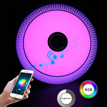 

Mobile phone APP LED Ceiling Light Modern RGB Living Room Luminaria 24W Bluetooth Speaker Lustre Music Party Lamp Free shipping
