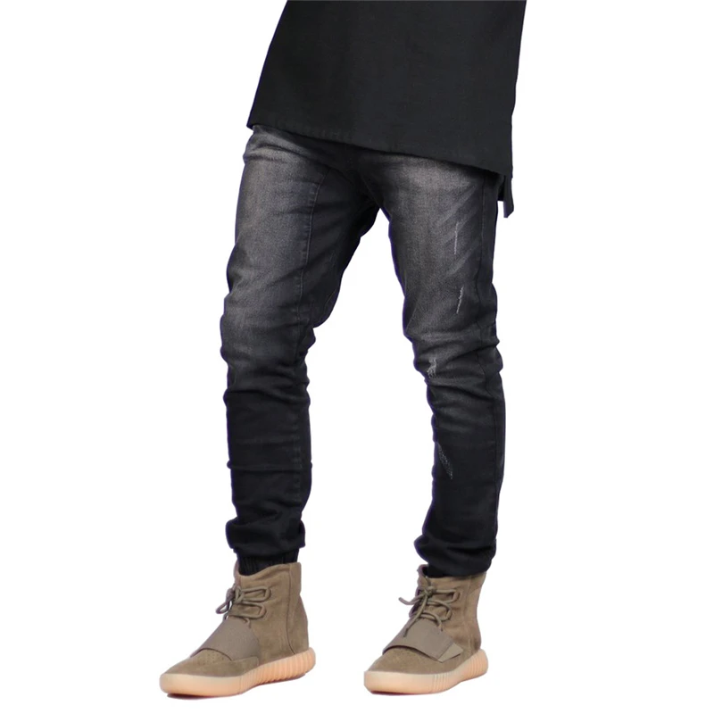 Streetwear Mens Ripped Biker Jeans homme Men's fashion Motorcycle Slim Fit Black Stretch Moto