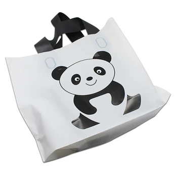 

DHL 200Pcs/lot White Plastic Gift Packaging Bags for Wedding Decoration Lovely Cartoon Animal Printed Shopping Handle Bag