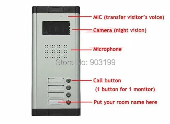XinSiLu роскошный " цвет видео-телефон двери/домофона/домофон для 3-квартиры, HD Водонепроницаемая камера, ночное видение