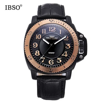

IBSO Brand Fashion Sports Watch Men Genuine Leather Band Quartz Mens Watches 2018 Outdoor Leisure Waterproof Relogio Masculino