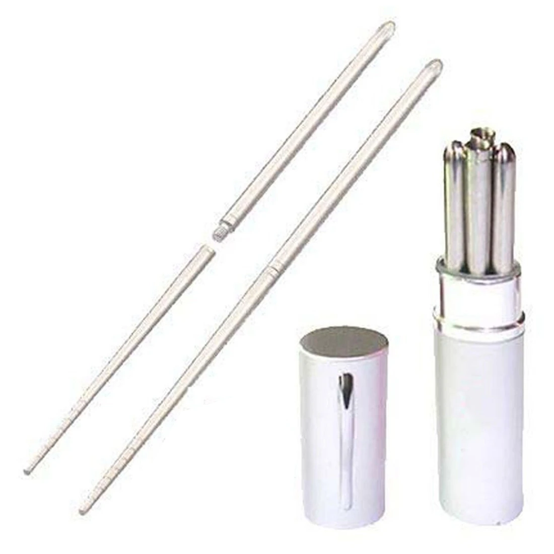 Алюминиевая ручка форма оболочки из нержавеющей стали складной для путешествий для палочек, серебро - Цвет: Silver