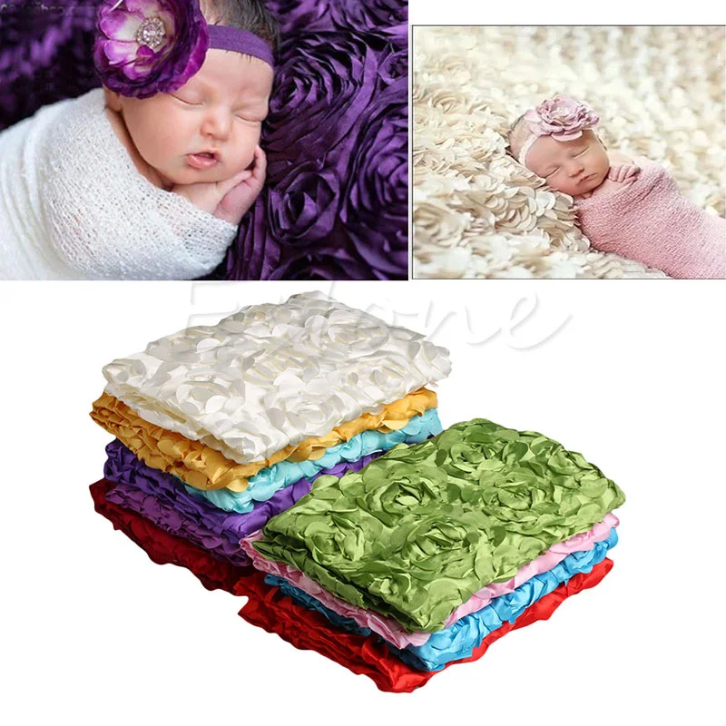 Baby Photography Blanket Newborn Baby 3D Photography Props Rug Photo Rose Flower Backdrop