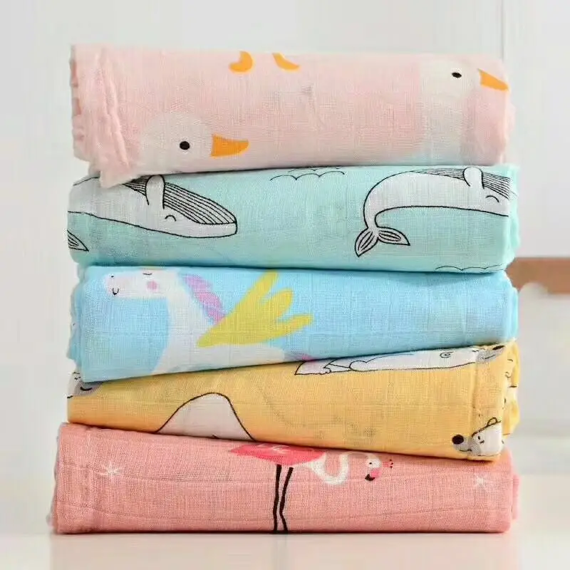 

Newborn Muslin Swaddle Wrap Baby Multi-use Organic Bamboo Cotton Blanket Infant Parisarc Cross Wrap Bath Travel Wrap 120*120CM