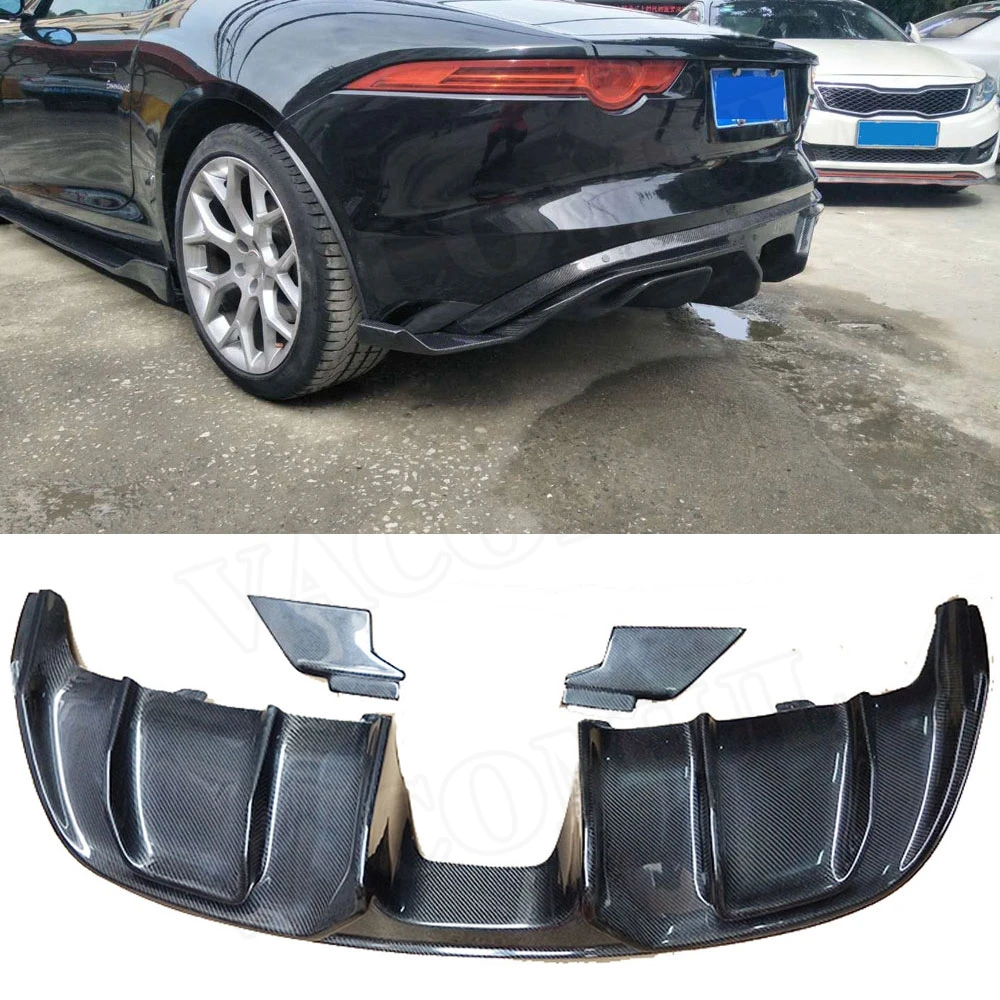 

For F-Type Carbon Fiber Rear Lip Spoiler Diffuser Middle Exhaust Pipe Outlet for Jaguar Coupe 2 Door 2015 - 2019 3 PCS/SET