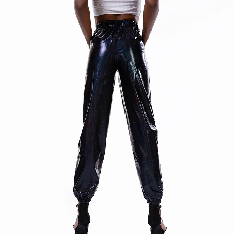 NDUCJSI Ankle-Length Street Joggers Femme Trouser Spandex Pants Clubwear Punk Pants Women Dance Gold Big Size Black Trousers