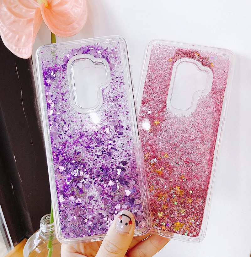 Любовь Сердце зыбучий песок для Samsung Galaxy S8 S9 S10 S10e Plus S7 чехол Note 8 9 Блестящий