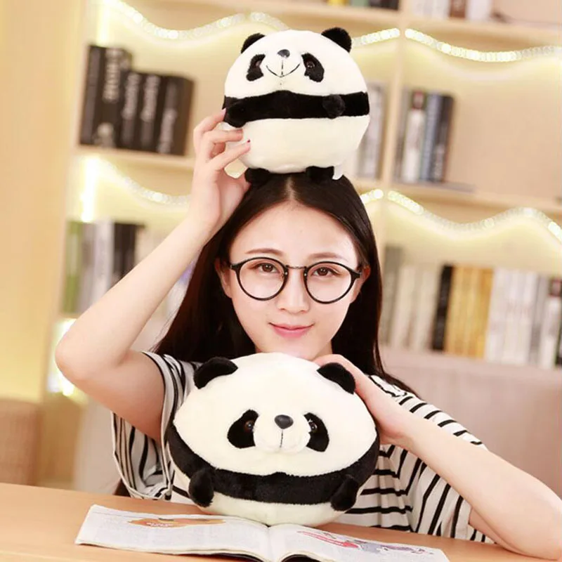 Круглая сферическая черная и белая панда, милая Кукла Kawaii, плюшевая игрушка, подушка, чтобы отправить детям подарок на день рождения