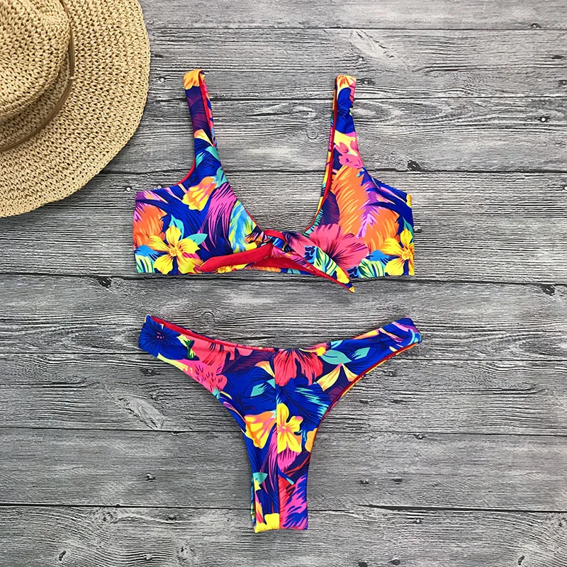 Beach Print Brazilian Bikini Set