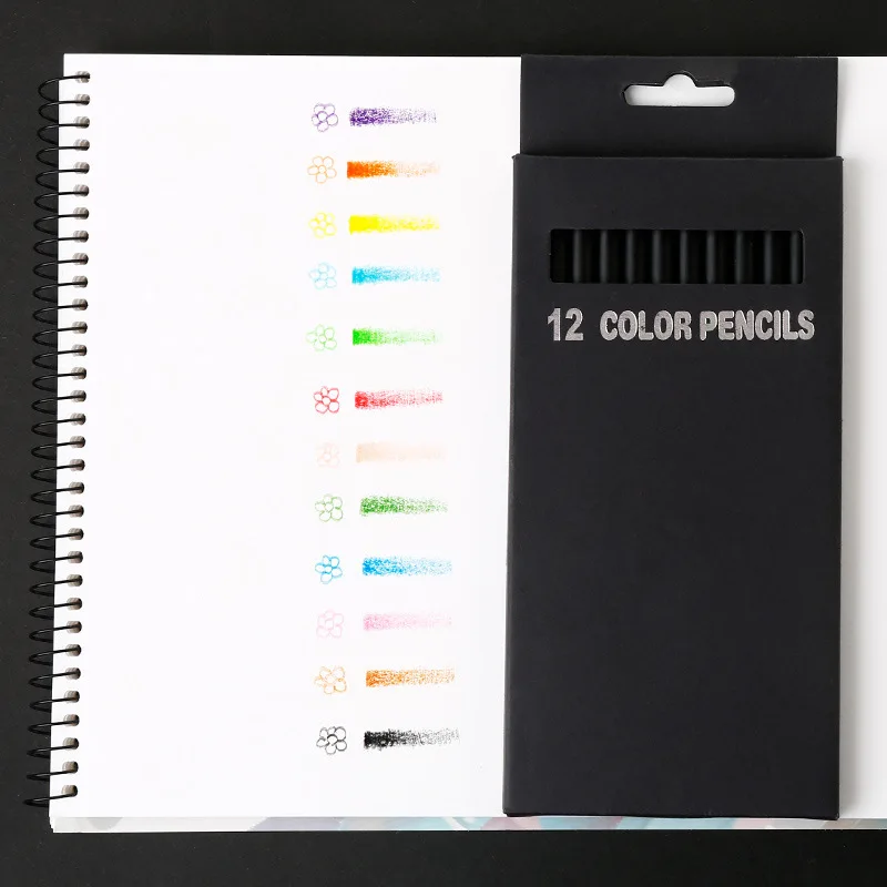 12 color professional oily pencil general hand-painted 4B boxed round pen hexagonal with Pencil sharpene |