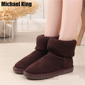 

New arrival 2019 warm Snow boots ladies suede leather Ankle boots boots waterproof plush female shoes women winter boots