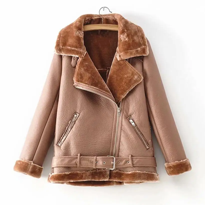 LUNDUNSHIJIA, Новое поступление, зимняя теплая Женская мотоциклетная куртка, женская меховая Толстая версия, плюс бархатная куртка, 4 цвета - Цвет: Хаки