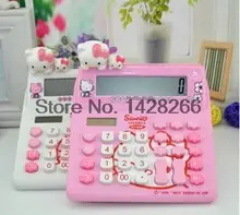 Hello Kitty Cute Calculator Office Electronic Calculating Dual Solar Battery Power Powered Desktop Calculadora Student Favorite