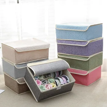

13Folding Cloth Storage Cabinet Bra/Underwear/Sock Storage Box Organizer For Tie Sock Short Divider Ropa Interior Box 32*26*13cm