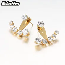 Enfashion Chaqueta Rosa Pendientes Chapado en oro Pendientes de Cristal Del Oído Pendiente de Acero Inoxidable Stud Pendientes Para Las Mujeres Joyería Al Por Mayor