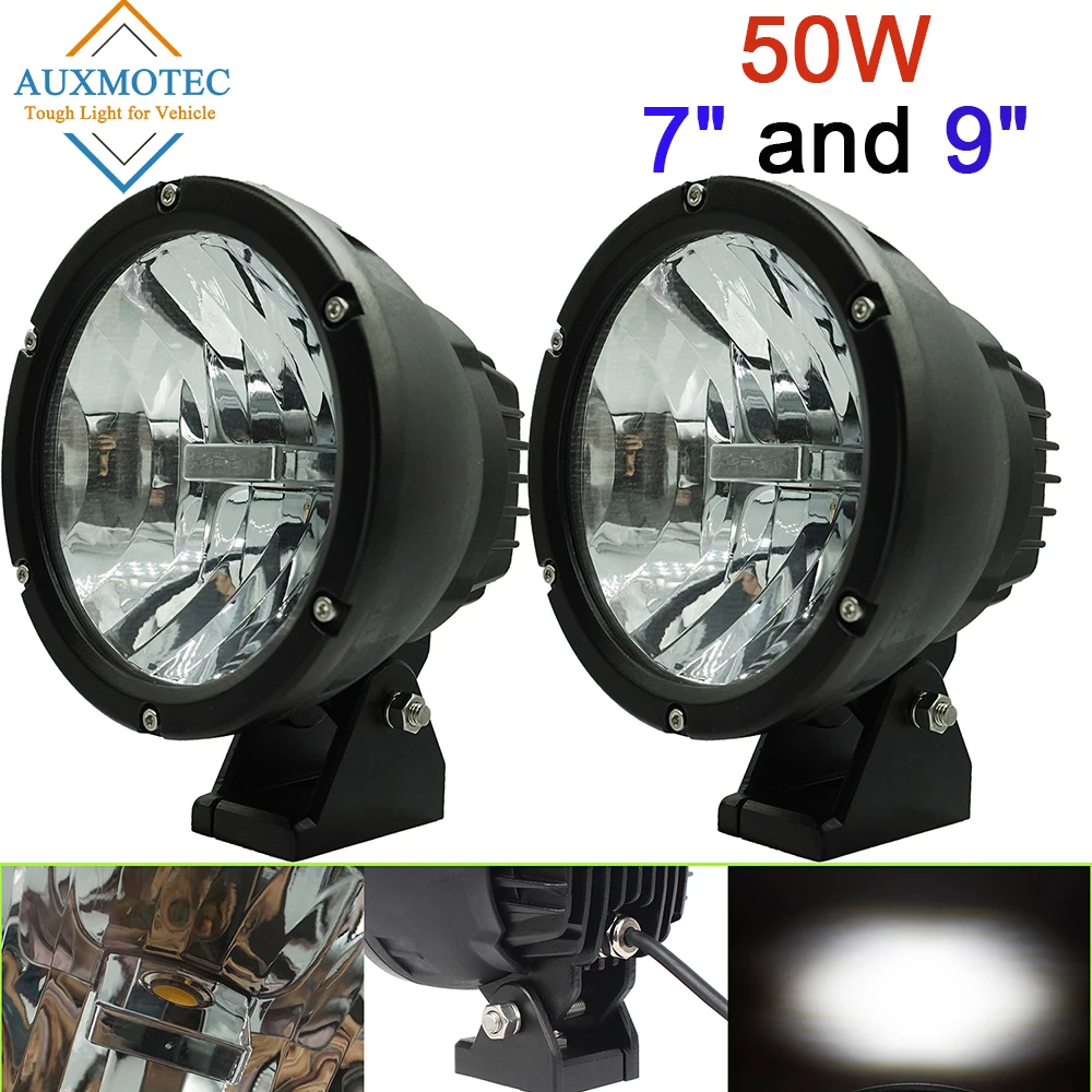2pcs 50W 7inch 7 6200Lm Led Cannon Lights Round Spot Driving Spotlight Work Lamp with Focused Beam for Polaris SUV 4WD Off Road Truck SUV ATV UTV Offroad Tractor Sand Rail Dune Buggy 4x4  (1)