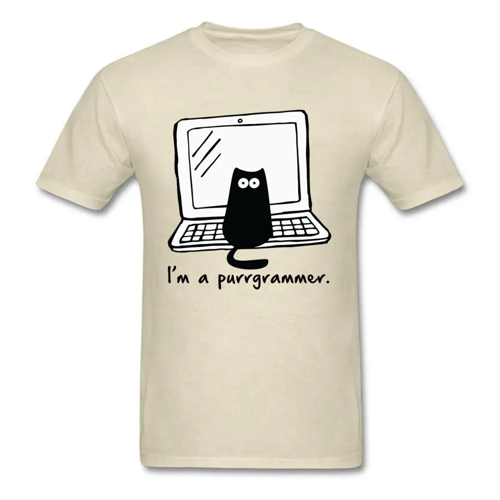 Веселые футболки Hacker Purrgrammer Car 100% хлопок Мужская футболка Классическая процедура