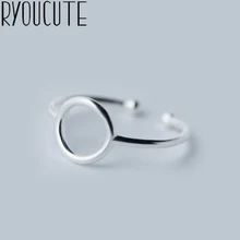 RYOUCUTE Настоящее 925 пробы Серебряное ювелирное изделие Простые Модные кольца с большими кругами для женщин Bijoux массивные античные кольца Anillos
