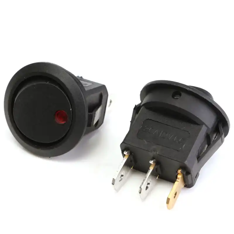 5Pcs 12V DC LED Lighted Dot Round Rocker Switch Button Car Van Boat Switches