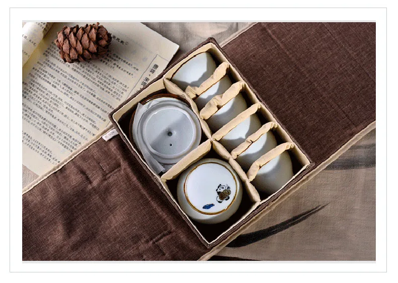 Японский стиль портативный Открытый путешествия чайная посуда Льняная сумка для хранения Лотос чайный набор сумка для чайный набор кунг-фу быстрая сумка для чашки посылка