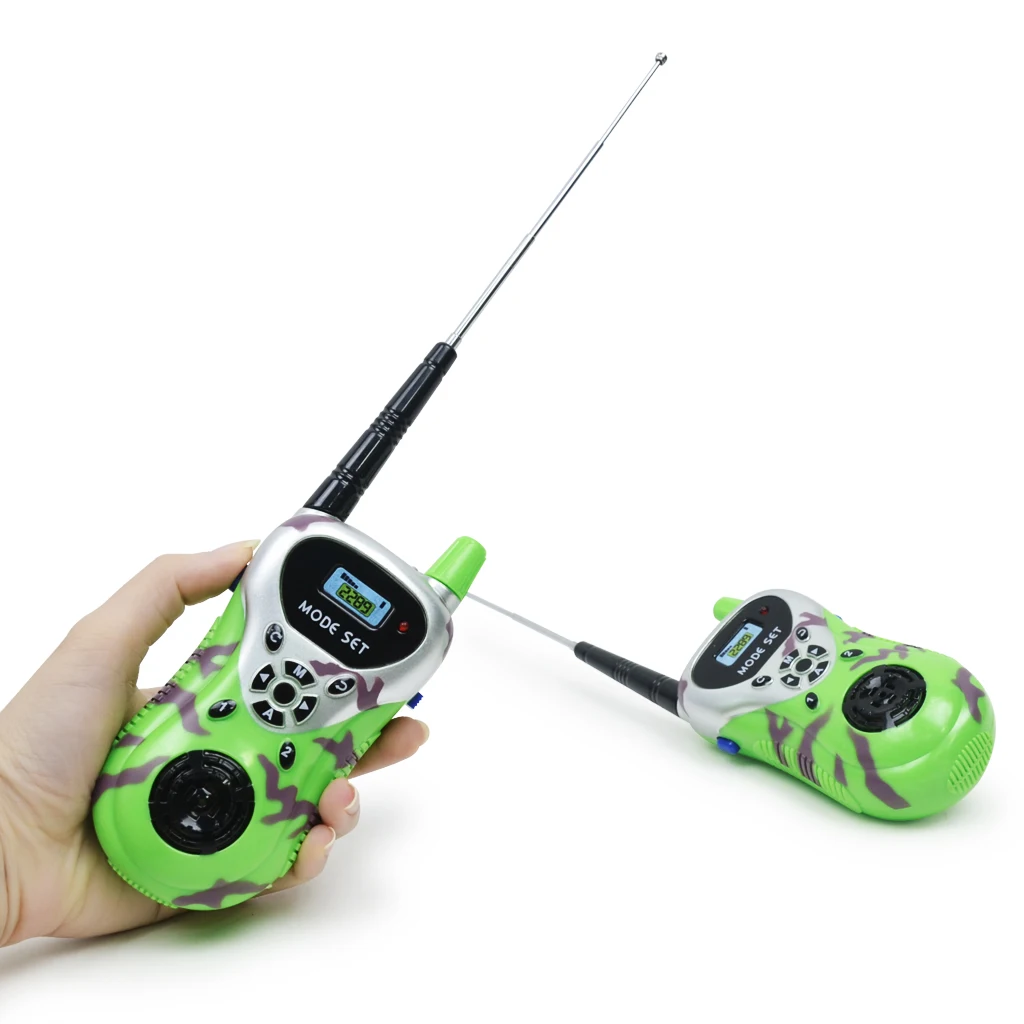 2 x Kids Plastic Two-Way Radio, Electronic Walkie Talkie Interphone Toy for Long Way Communication - Green 