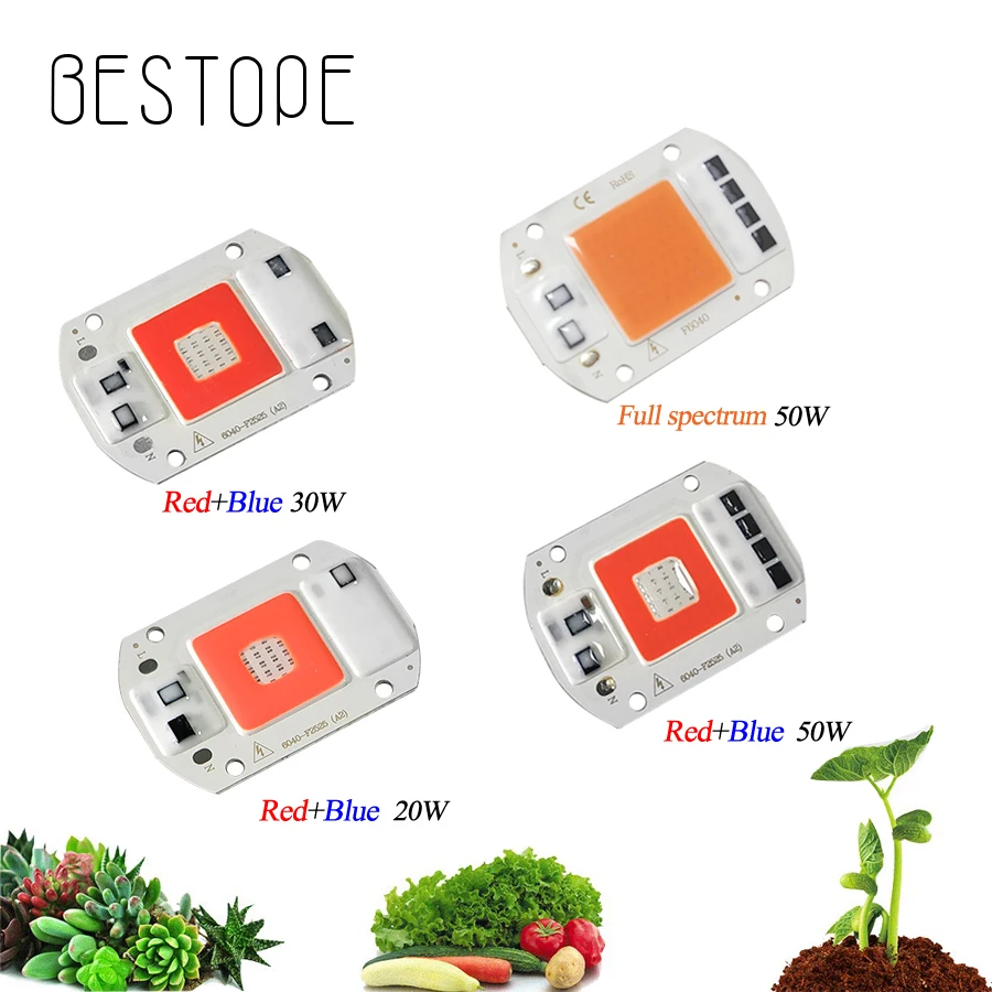 

COB LED Grow Lights 10W 20W 30W 50W Full Spectrum 220V Diode Fitolampy Phyto Lamp For Plants Seeds Flower Growing