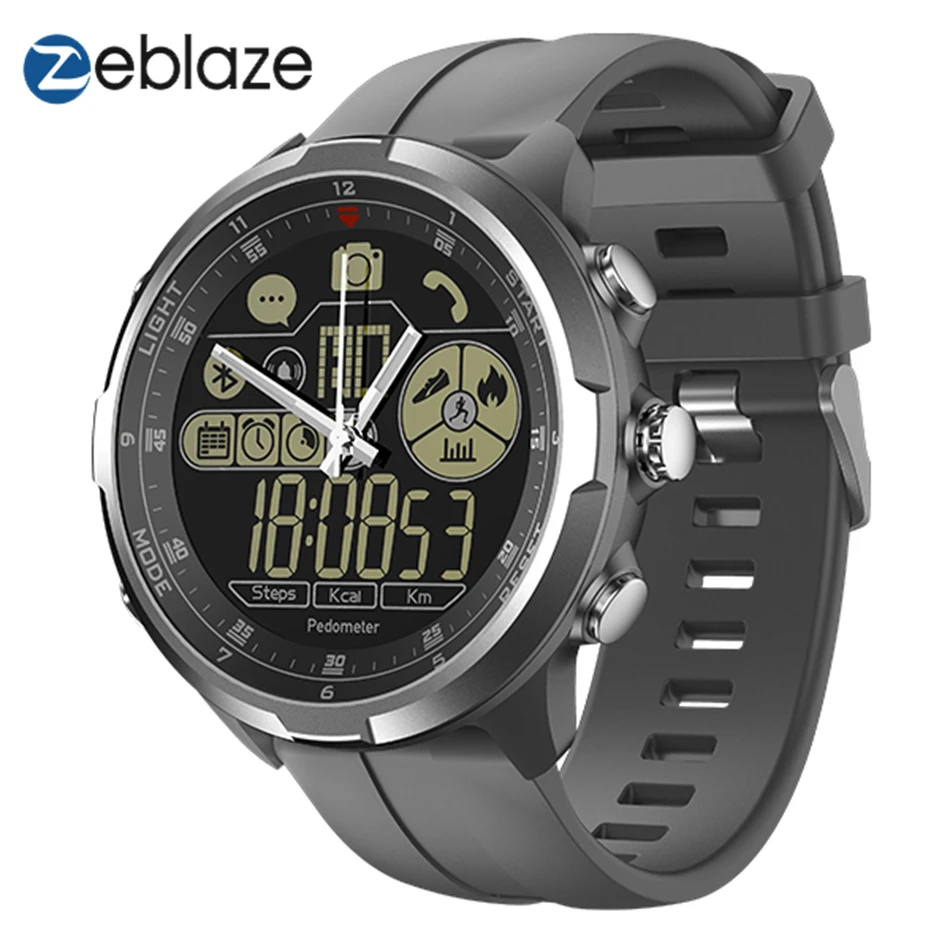 

New Zeblaze VIBE 4 Hybrid Flagship Rugged Smartwatch 50M Waterproof 33-month Standby Time 24h All-Weather Monitoring Smart Watch