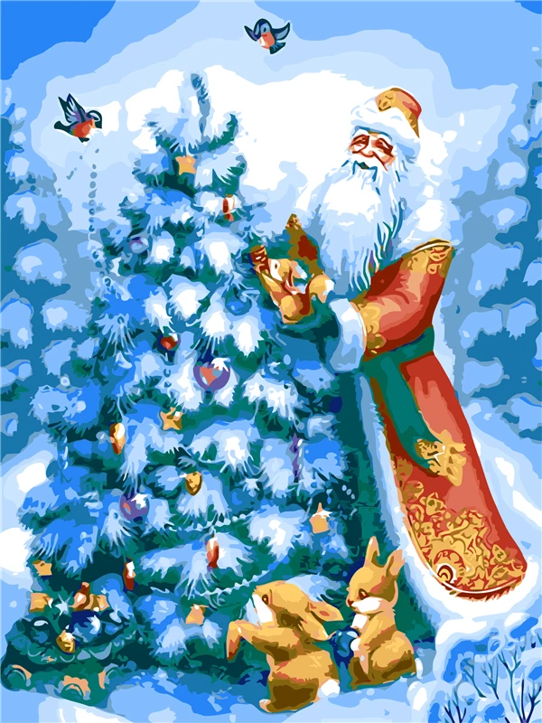 Us 748 52 Offbest Pictures Diy Digital Oil Painting Paint By Numbers Christmas Birthday Unique Gift Santa Claus And Christmas Tree Q516 In
