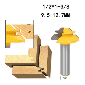 

1 pcs 45 Degrees Mortise Cutter 1/4 or 1/2 * 1-3/8 Grooving Router Bit For Woodworking Milling Cutter Tenon Cutting