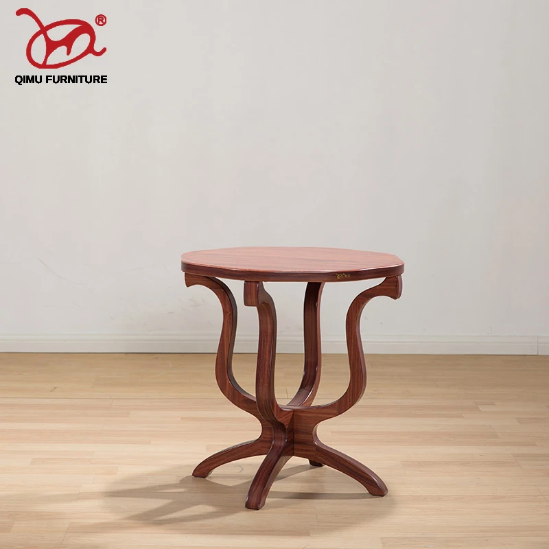 Round retro solid wood tea table antique furniture wooden self-contained end table minimalist suitable for the living room M226