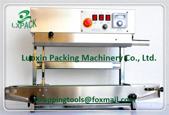Horizontal Vertical Portable Stainless Steel Tilt Head Continuous Band Sealers Rapid Tabletop Free Standing Benchtop Band Sealer with Dry Ink Coding14