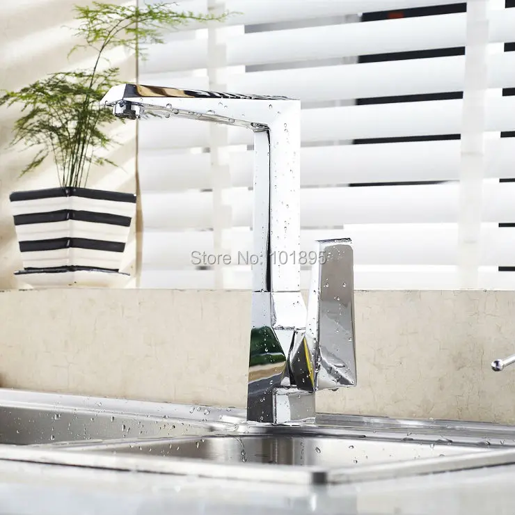 L16839 Chrome Finishing Brass Material Deck Mounted Kitchen Sink Tap