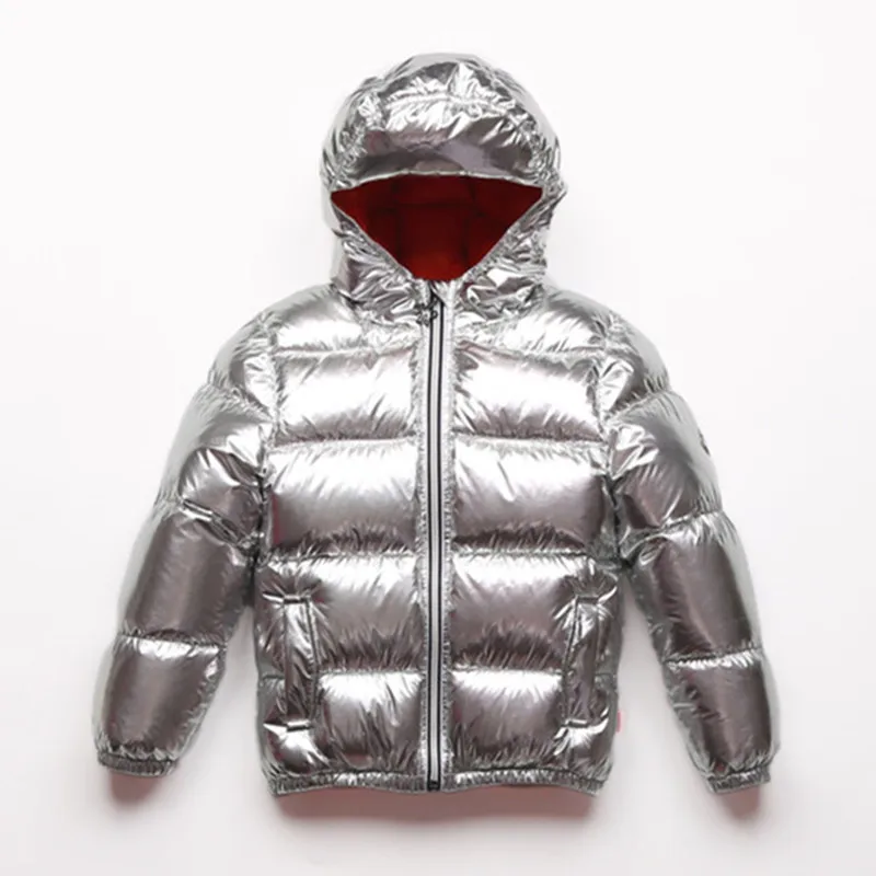 Boys Winter Coat Parka Kids Silver Gold Down Hooded Jacket for boy ...