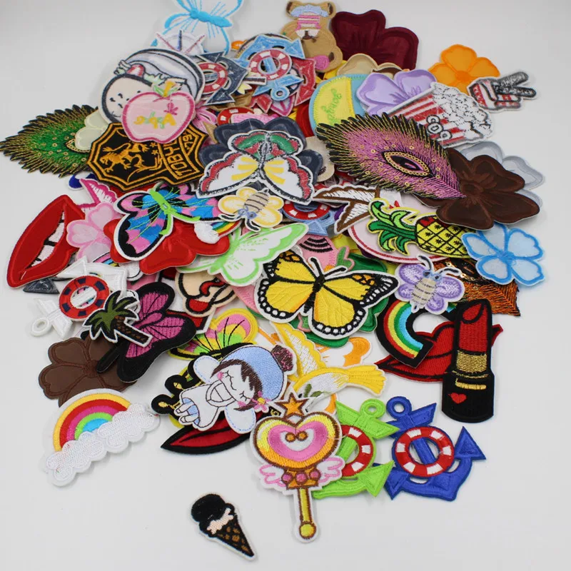 Music Band Random Logo Iron/Sew on Patch Space and Others Iron/Sew on Embroidered Patches Flower Cartoon Animal Cute Logo Car 48 Patches Movie Sport Text Flag 