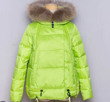 Новая модная куртка в стиле милитари с капюшоном, женское короткое пальто, пуховик с натуральным мехом, парка размера плюс, зеленый, черный, красный - Цвет: apple green