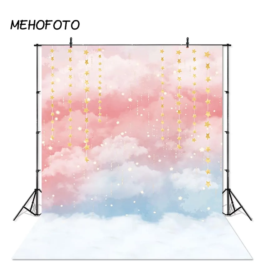 MEHOFOTO Радужный фон для детской фотосъемки с белыми облаками украшение дня
