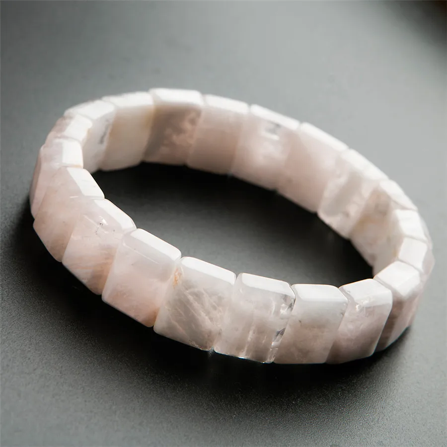 

Genuine Natural Sericite White Stone Rectangle Beads Women Lady Bracelet 14*10*6mm