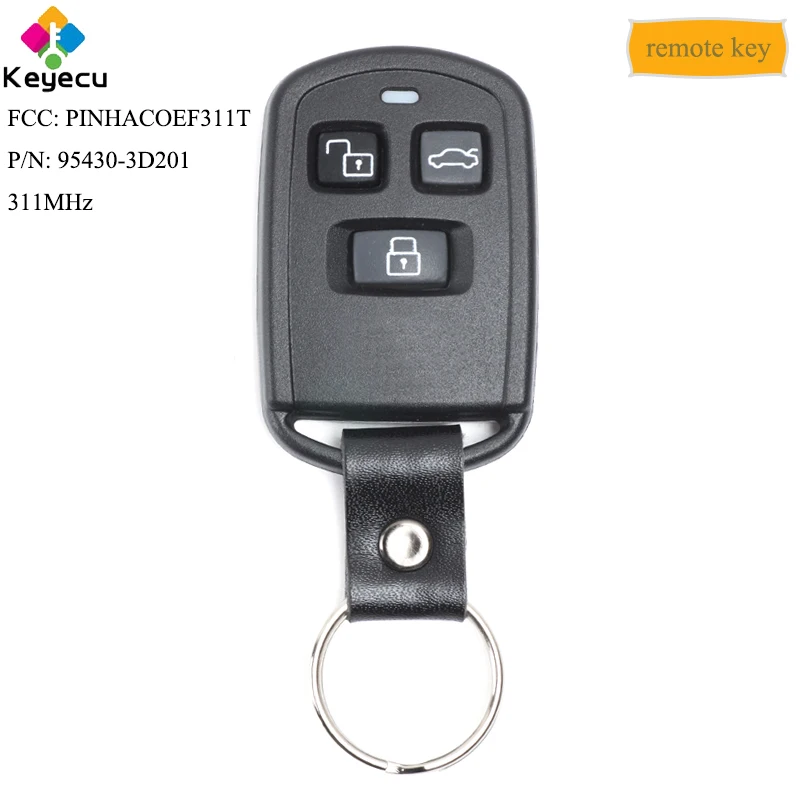 

KEYECU Remote Control Key With 3 Button 311MHz - FOB for Hyundai Sonata 2002 2003 2004 2005 FCC ID: PINHACOEF311T, 95430-3D201